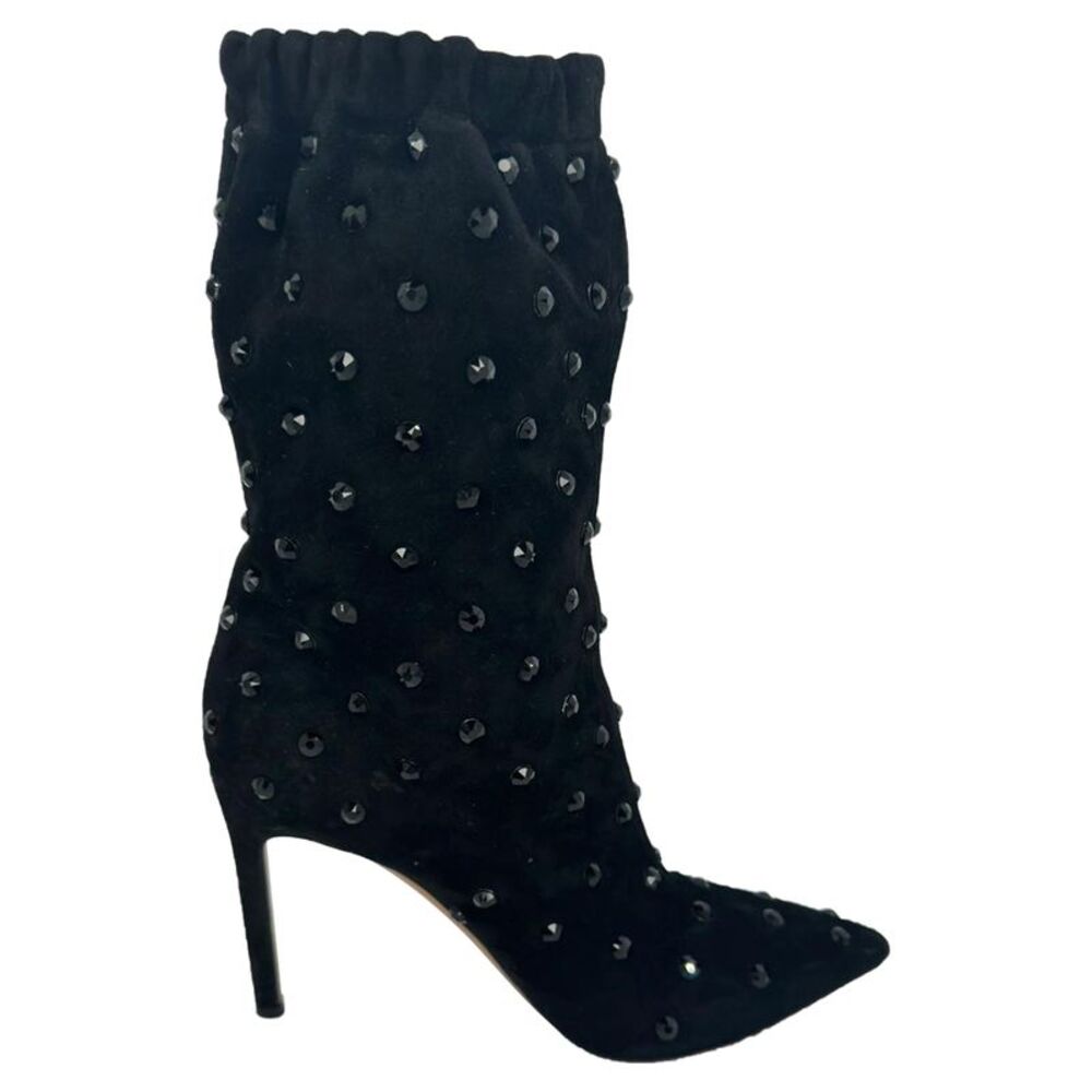 Valentino Rockstud Boots in Black Suede